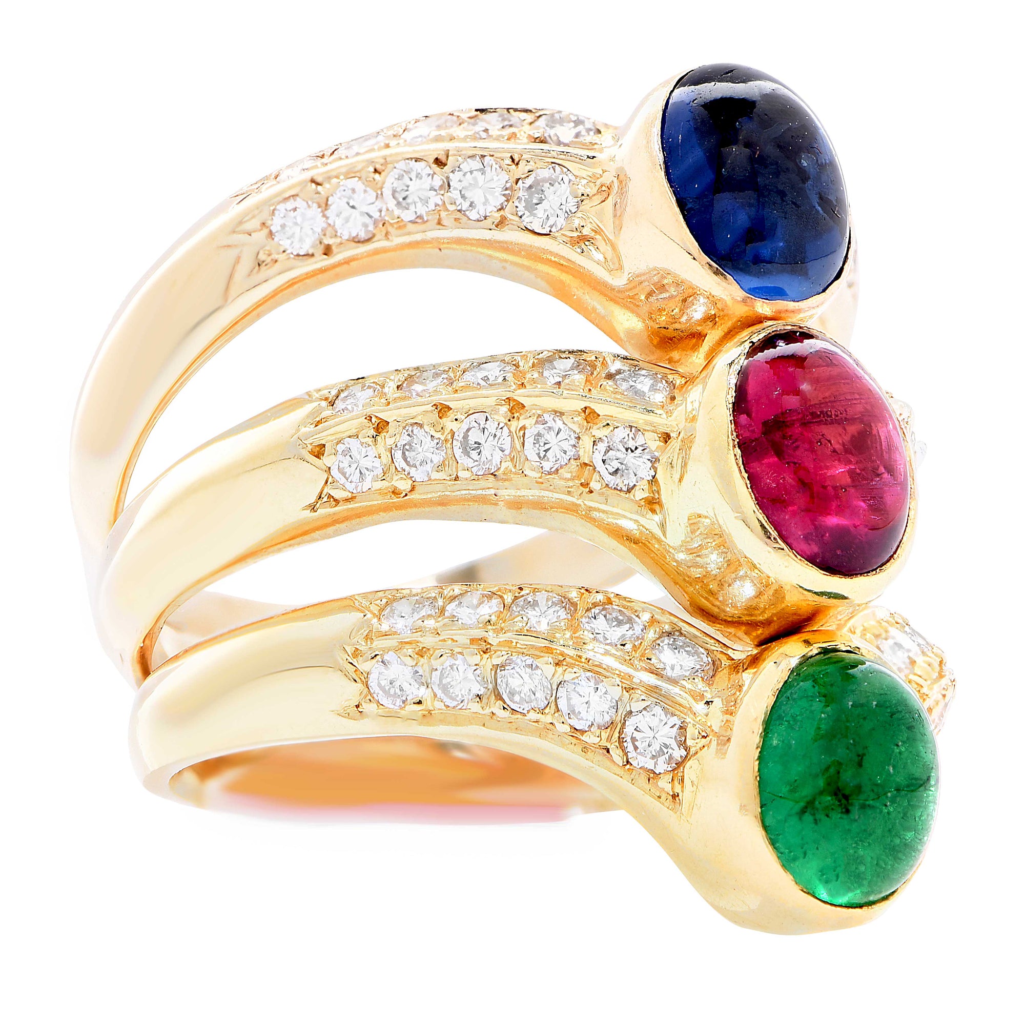 Simulated Nano Green Emerald or Red Ruby 925 Sterling Silver Women's Ring