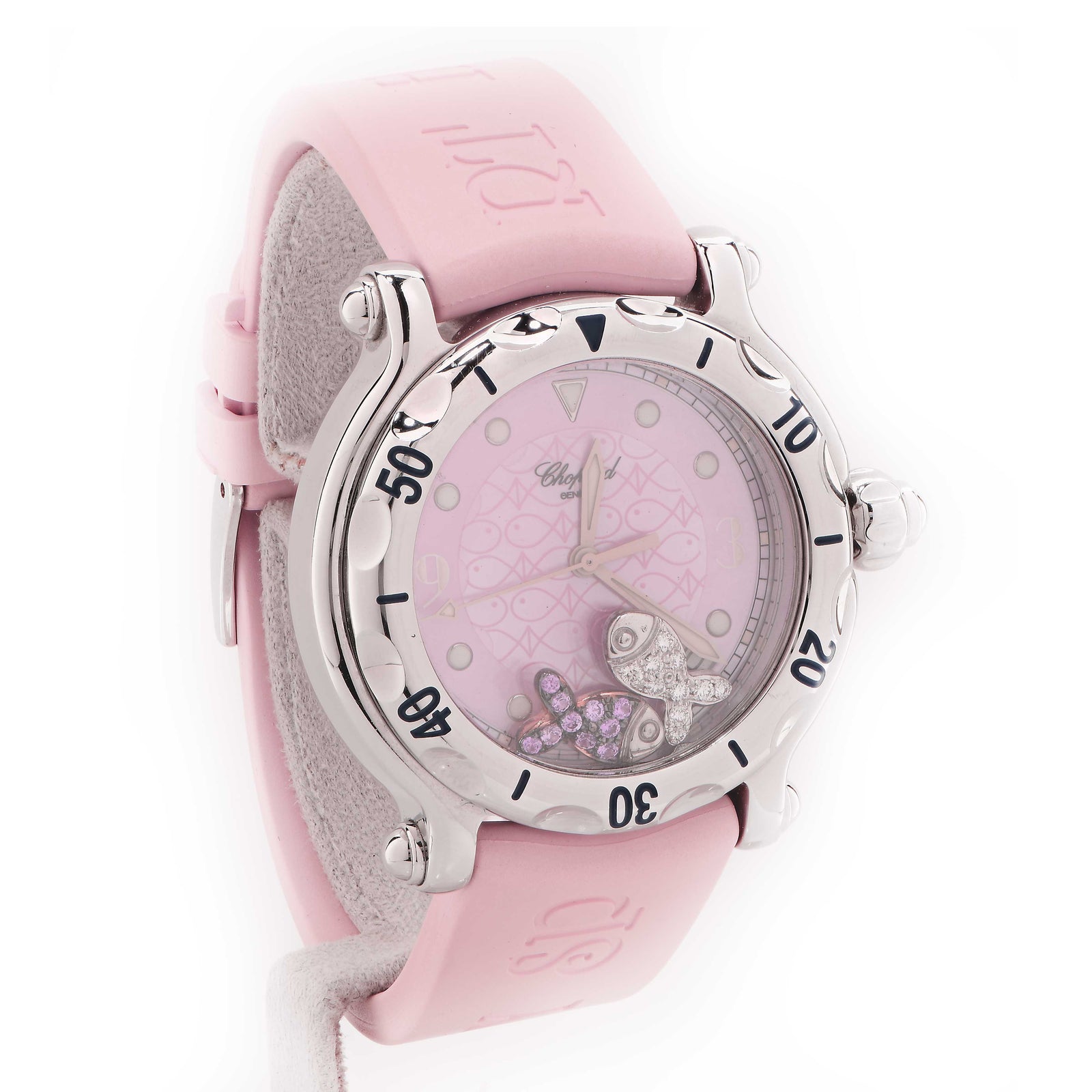 Chopard Ladies Stainless Steel Happy Beach Pink Wristwatch