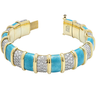 Tiffany Schlumberger Blue Enamel and Diamond Bracelet