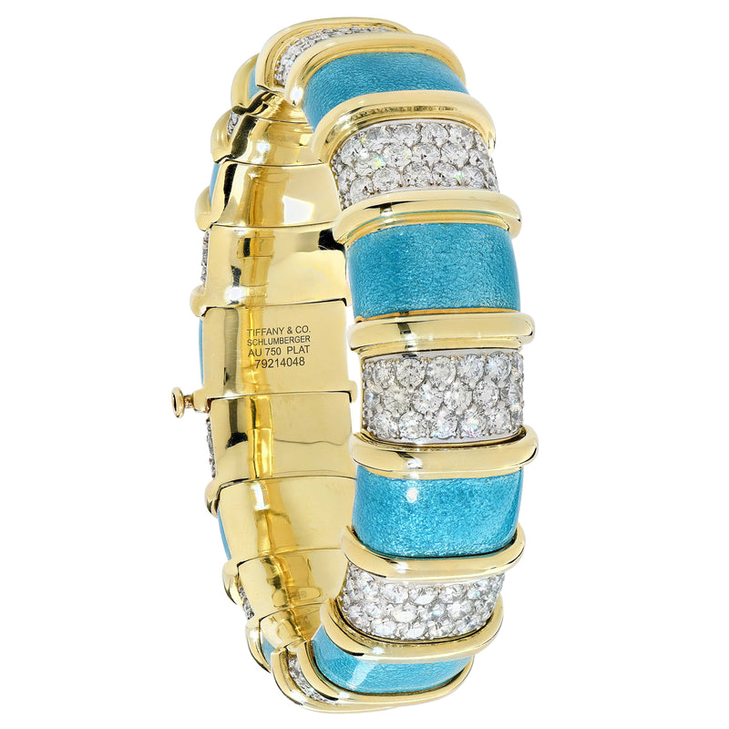 Tiffany Schlumberger Blue Enamel and Diamond Bracelet