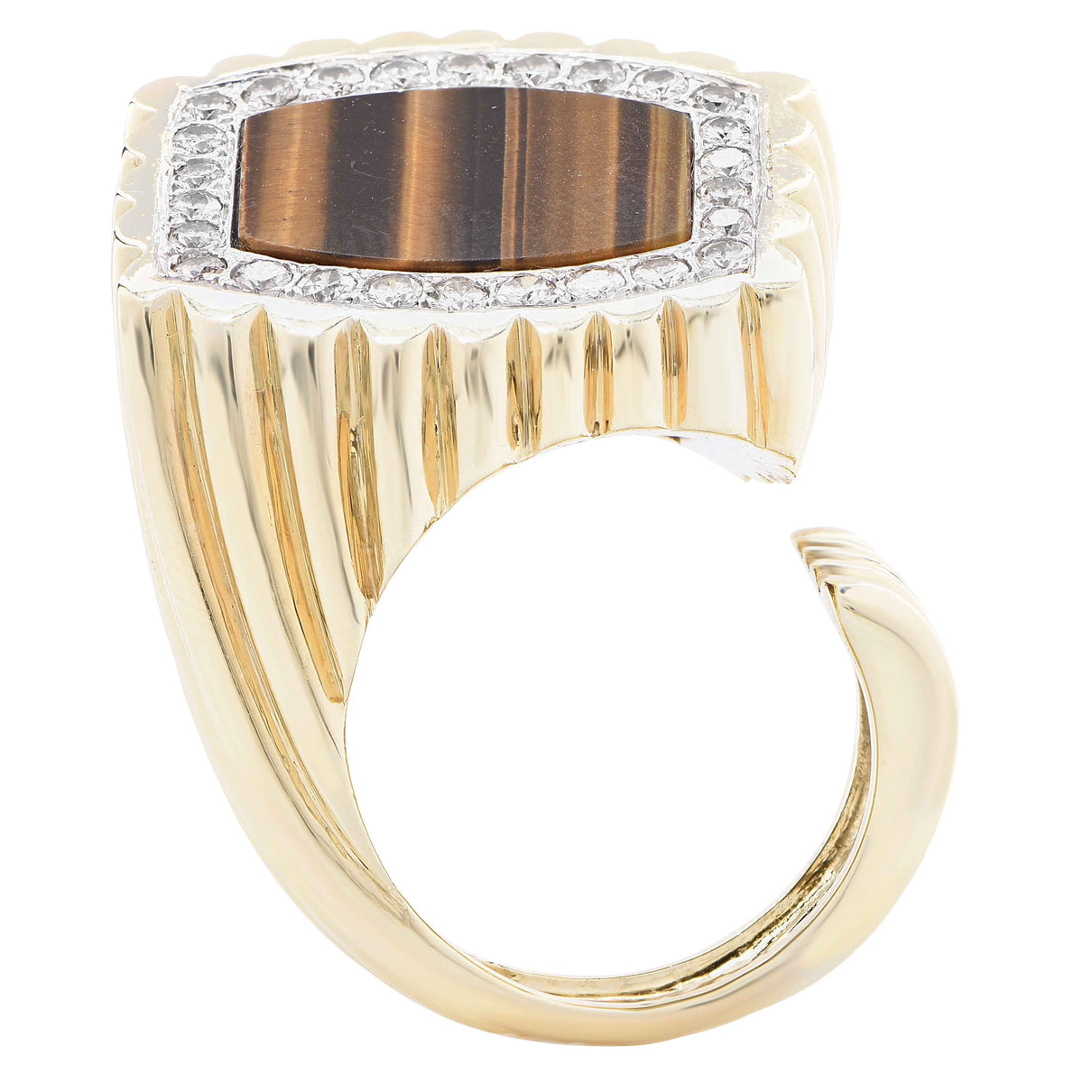 Le Triomphe Tiger's Eye, Diamond and Gold Ring