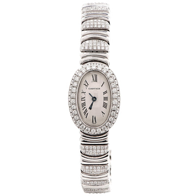 Cartier Baignoire Mini Ladies Diamond White Gold Bracelet Watch