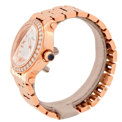 New Chopard Ladies Rose Gold Happy Sport Quartz Wristwatch Ref 277481-5001