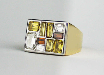 Fancy Colored Yellow, White, and Brown Diamond Ring