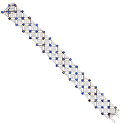 Tiffany & Co. Trellis Sapphire Diamond Gold Platinum Bracelet